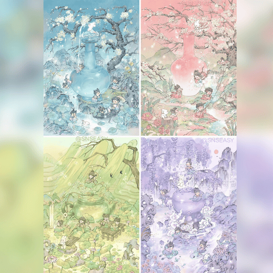 Luminous Wonderland Plus Size – 3D Miniature Scene Stickers 4 Themes: Pink Peach | Green Willow | Blue Apricot | Purple Plum