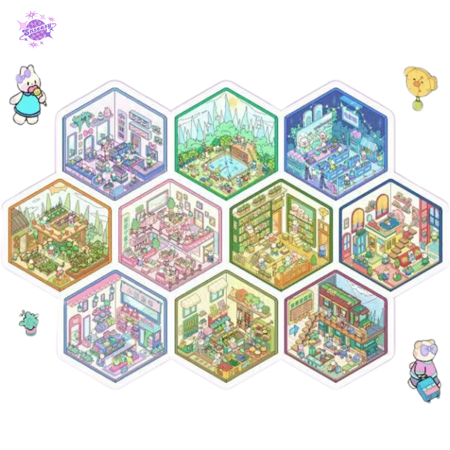 Miniature 3D Scene Stickers Scrapbook 7.0 – 20 Unique Themes: Purple Book (10 Themes) | Yellow Book (10 Themes)