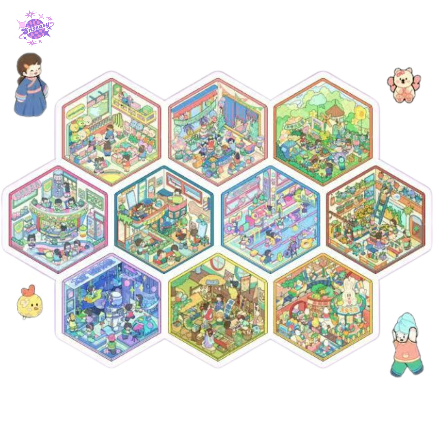 Miniature 3D Scene Stickers Scrapbook 7.0 – 20 Unique Themes: Purple Book (10 Themes) | Yellow Book (10 Themes)