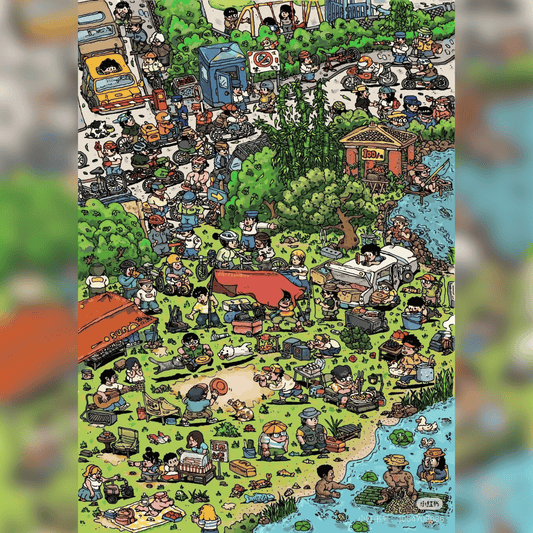 Summer Outdoor Party – Comic Style 3D Miniature Scene Sticker (Plus Size)