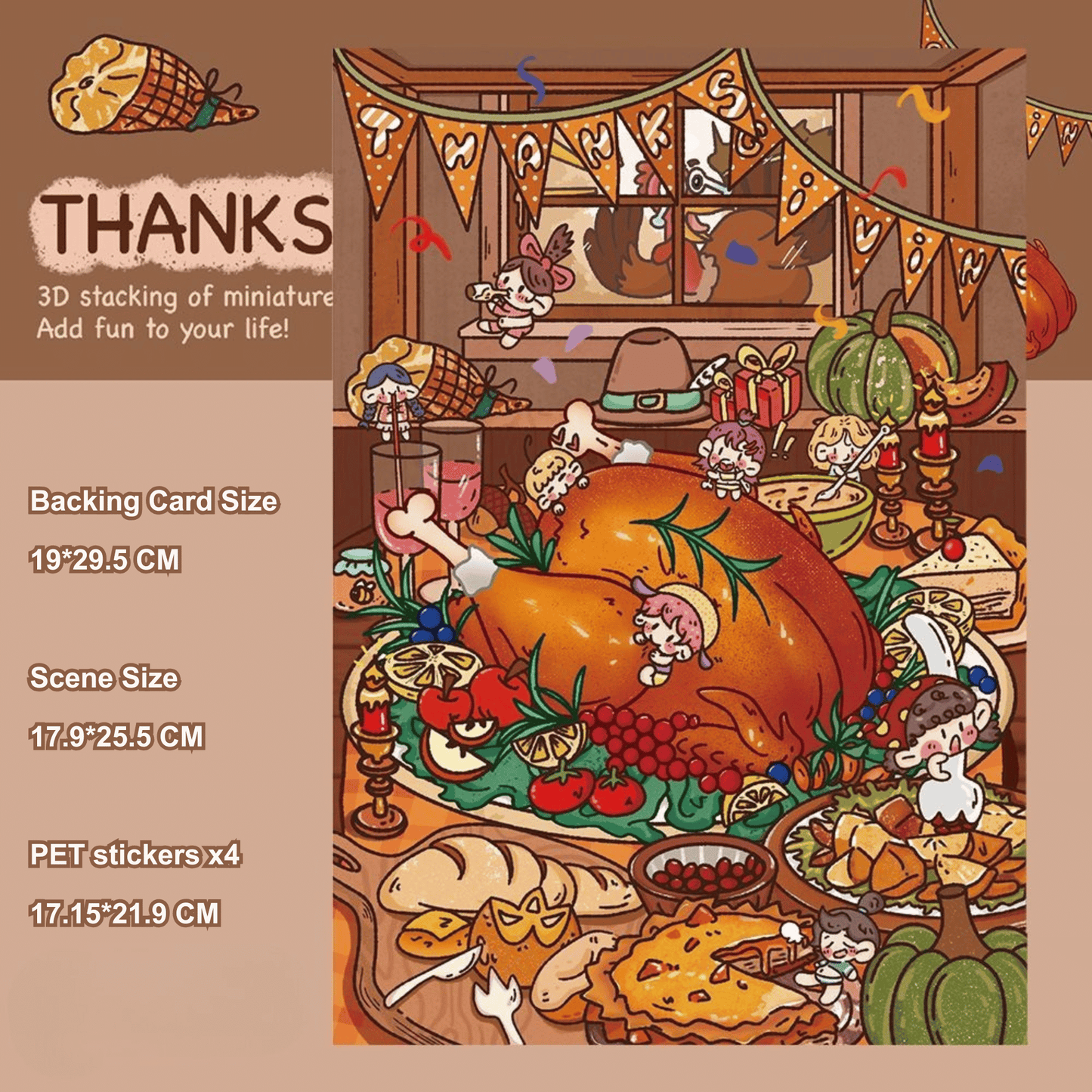 Thanksgiving Celebration – Plus Size 3D Miniature Scene Stickers – Limited Edition