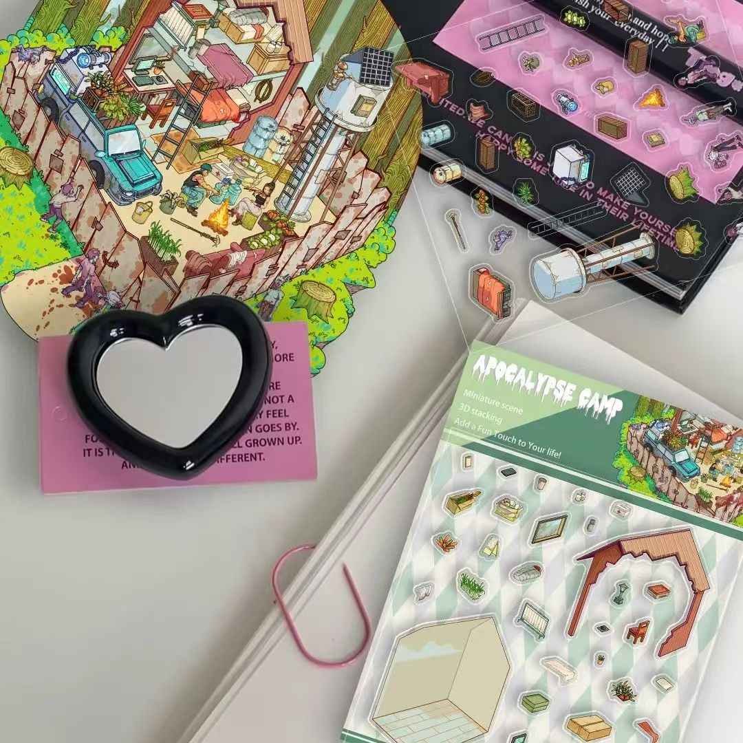 The End of the World – 3D Miniature Scene Stickers – 2 Theme Sets: Doomsday Cabin | Apocalypse Camp