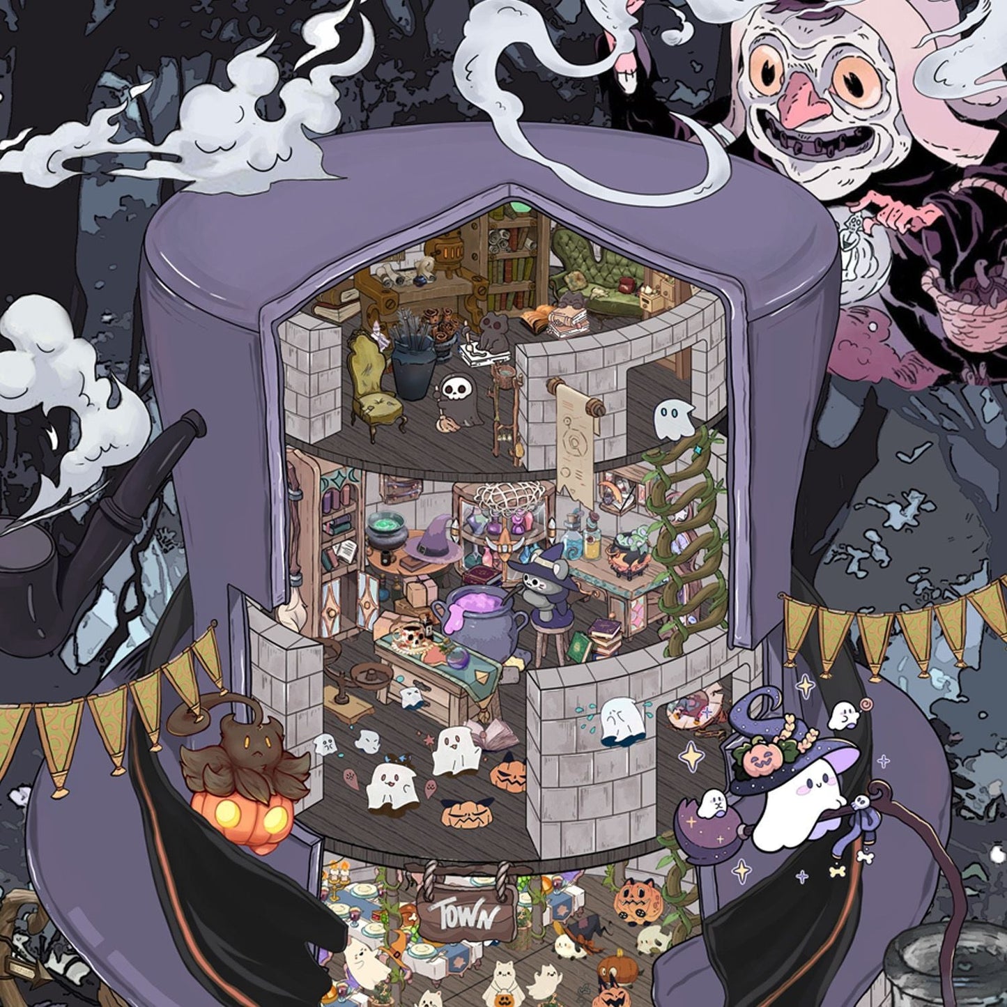 Ghost Castle Halloween Party 3D Scene Sticker Plus Size 2 Theme Sets: Magic Castle | Ruined Castle