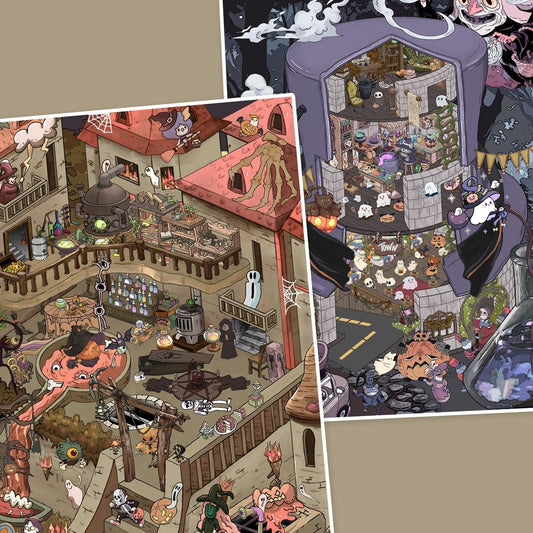 Ghost Castle Halloween Party 3D Scene Sticker Plus Size 2 Theme Sets: Magic Castle | Ruined Castle