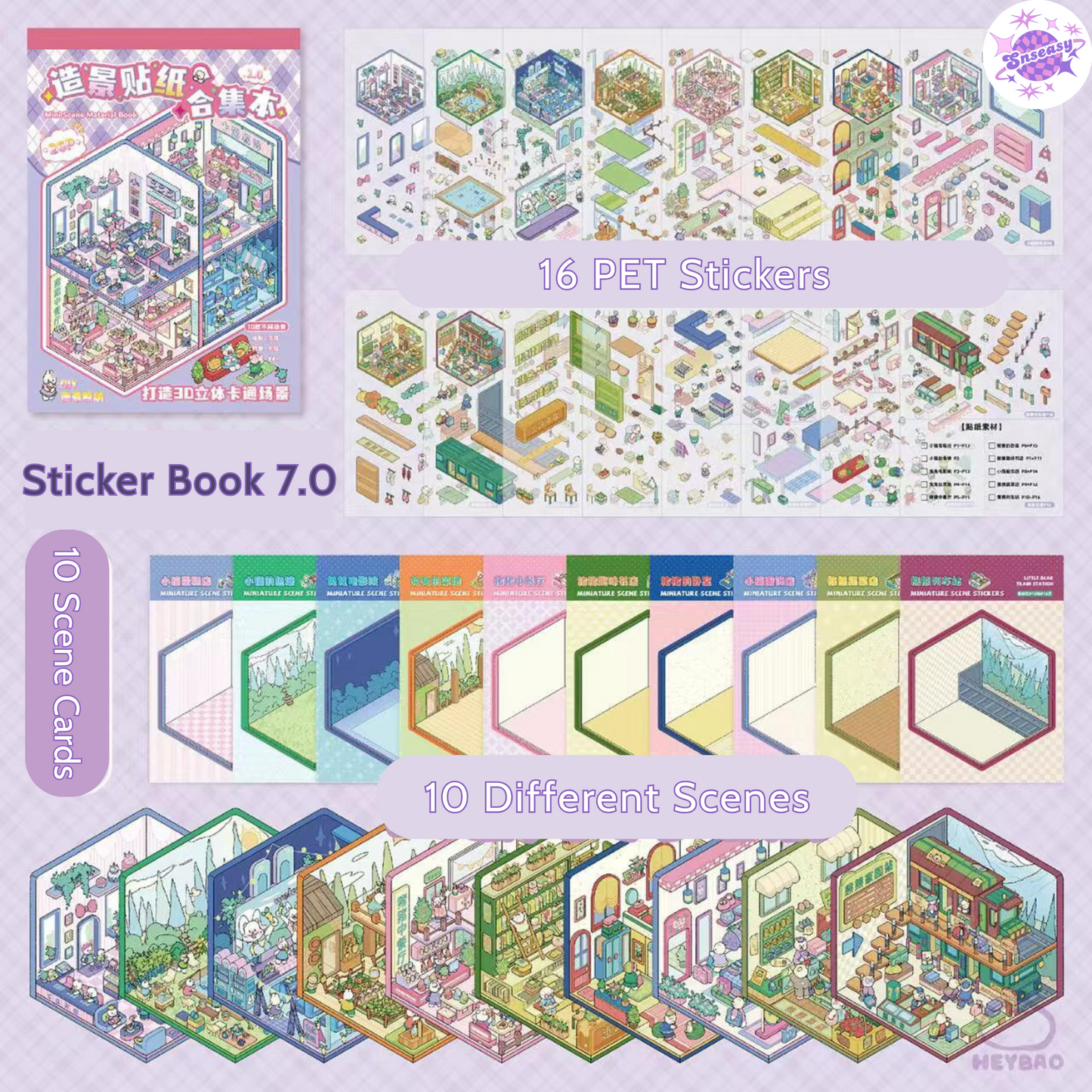 Miniature 3D Scene Stickers Scrapbook with 20 Pcs Unique Themes, Best Gifts, 1.0 | 2.0 | 3.0 | 4.0 | 5.0 | 6.0