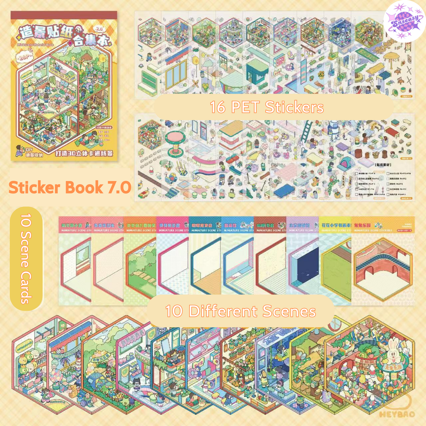 Miniature 3D Scene Stickers Scrapbook with 20 Pcs Unique Themes, Best Gifts, 1.0 | 2.0 | 3.0 | 4.0 | 5.0 | 6.0